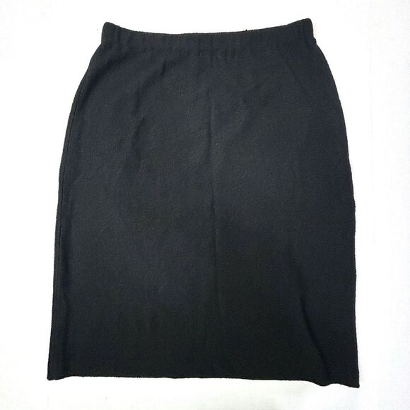 St. John Womens 12 Black Santana Knit Skirt Pencil Knee Pullon Elastic Modest EC - Picture 1 of 8